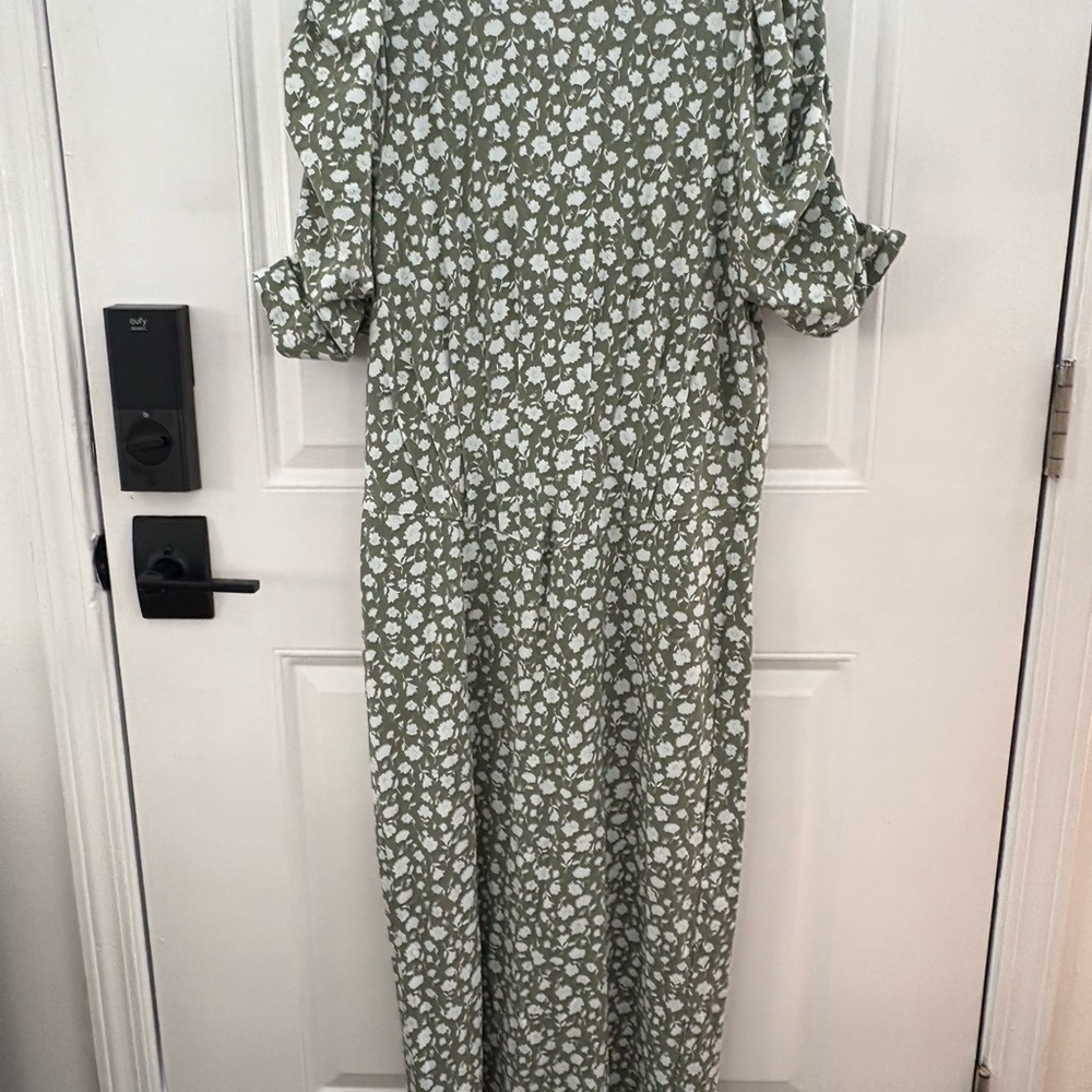 Free People floral green short Sleeve Dress
